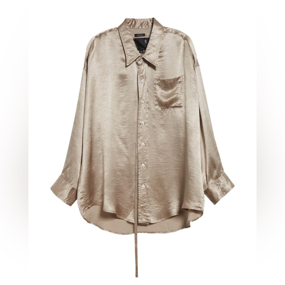 Drop Neck Satin Button-Up Shirt with Strap by R13 NWOT